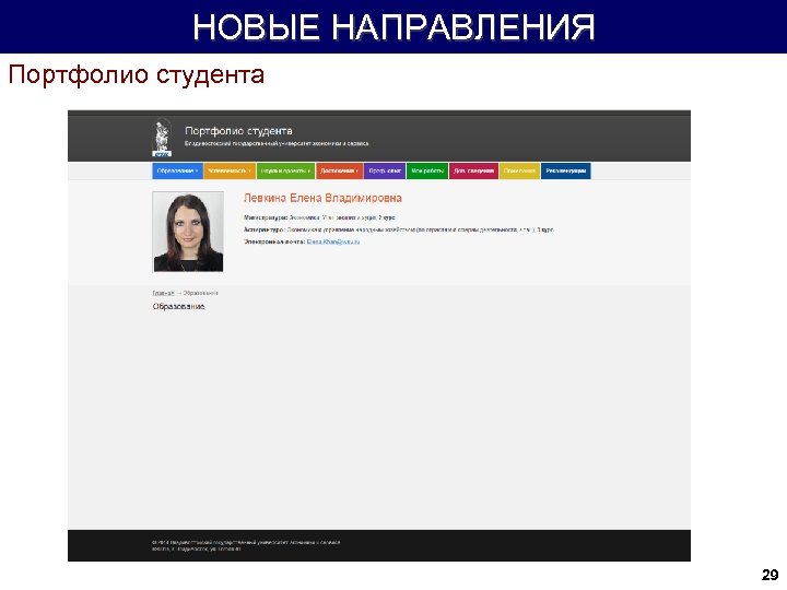 НОВЫЕ НАПРАВЛЕНИЯ Портфолио студента 29 