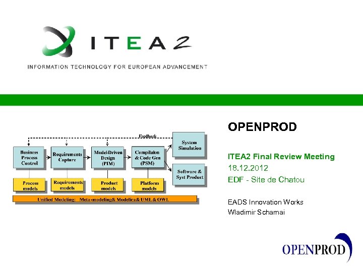 OPENPROD ITEA 2 Final Review Meeting 18. 12. 2012 EDF - Site de Chatou