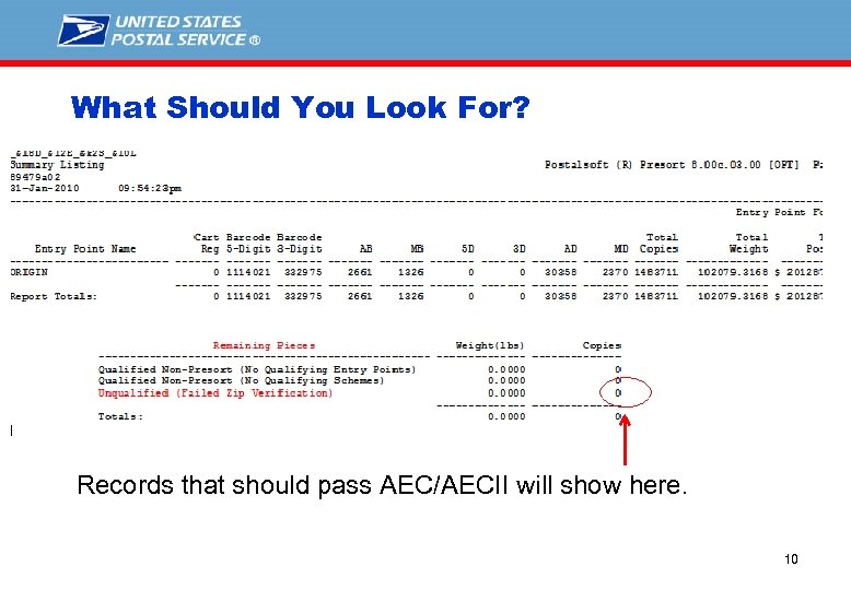 What Should You Look For? Records that should pass AEC/AECII will show here. 10
