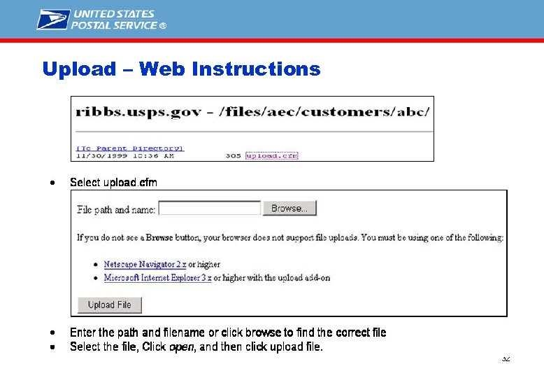Upload – Web Instructions 32 