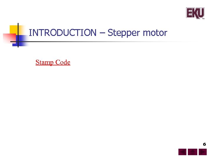 INTRODUCTION – Stepper motor Stamp Code 6 
