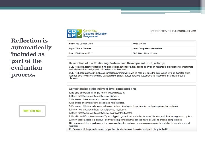 Reflection is automatically included as part of the evaluation process. 
