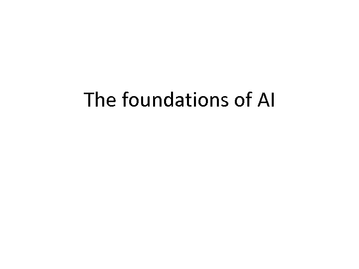 The foundations of AI 