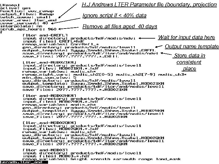 H. J Andrews LTER Parameter file (boundary, projection Ignore script if < 40% data