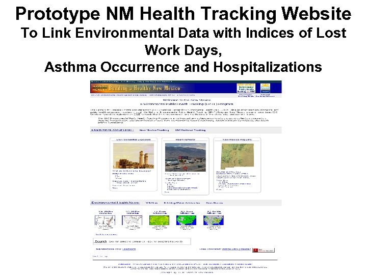 Prototype NM Health Tracking Website To Link Environmental Data with Indices of Lost Work