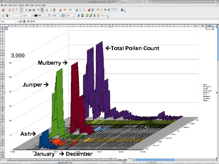  Total Pollen Count 3, 000 Mulberry Juniper Ash January December 