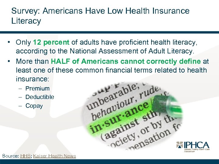 Survey: Americans Have Low Health Insurance Literacy • Only 12 percent of adults have