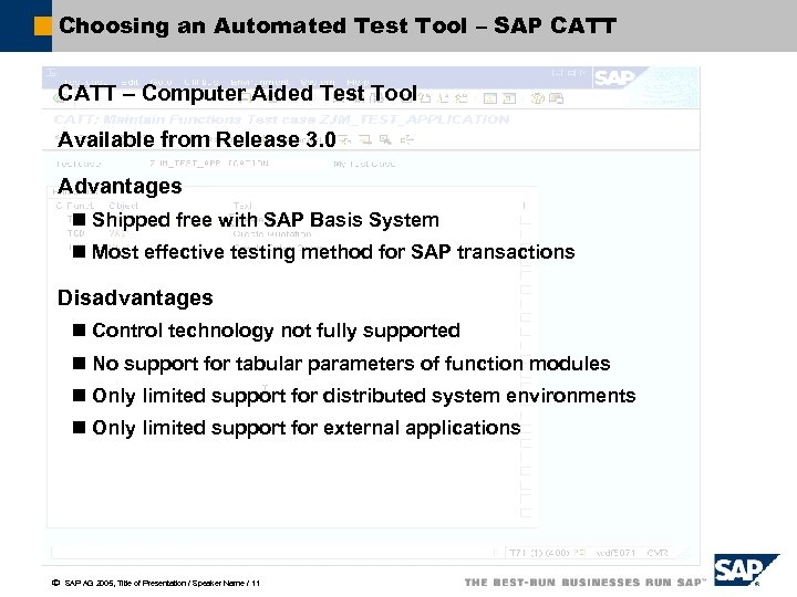 Choosing an Automated Test Tool – SAP CATT – Computer Aided Test Tool Available