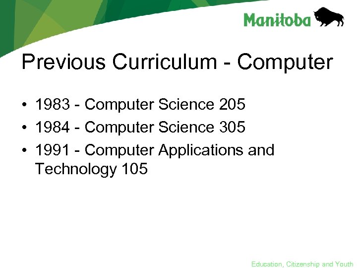 Previous Curriculum - Computer • 1983 - Computer Science 205 • 1984 - Computer