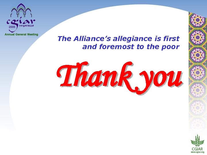 The Alliance’s allegiance is first and foremost to the poor Thank you 