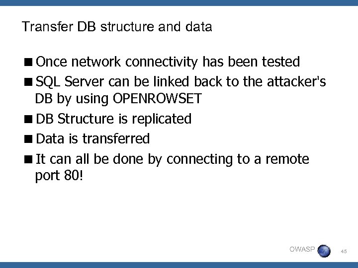 Transfer DB structure and data <Once network connectivity has been tested <SQL Server can