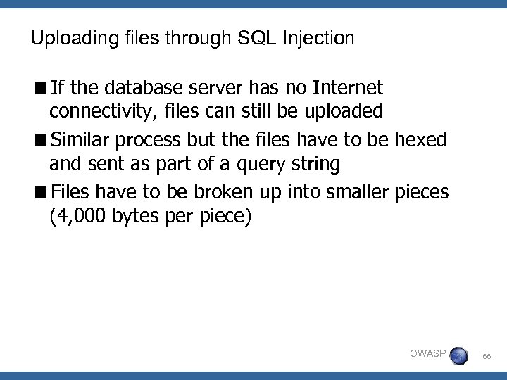 Uploading files through SQL Injection <If the database server has no Internet connectivity, files