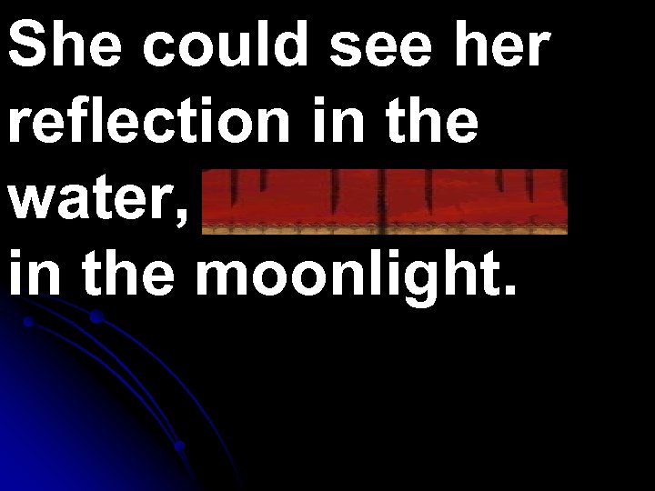 She could see her reflection in the water, shimmering in the moonlight. 