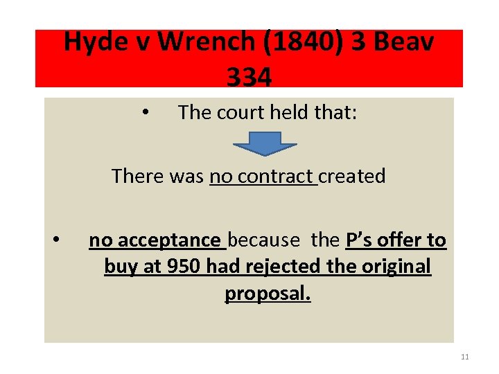 Hyde v Wrench (1840) 3 Beav 334 • The court held that: There was