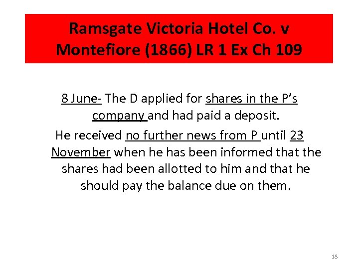 Ramsgate Victoria Hotel Co. v Montefiore (1866) LR 1 Ex Ch 109 8 June-