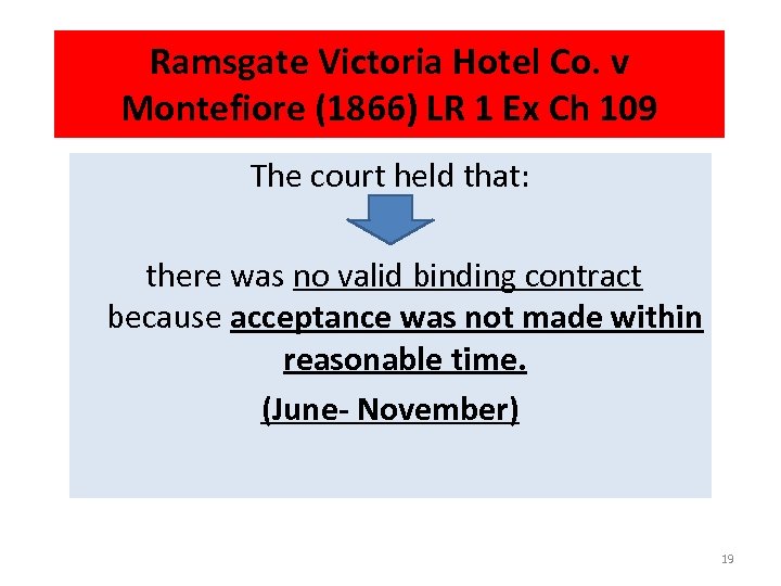 Ramsgate Victoria Hotel Co. v Montefiore (1866) LR 1 Ex Ch 109 The court