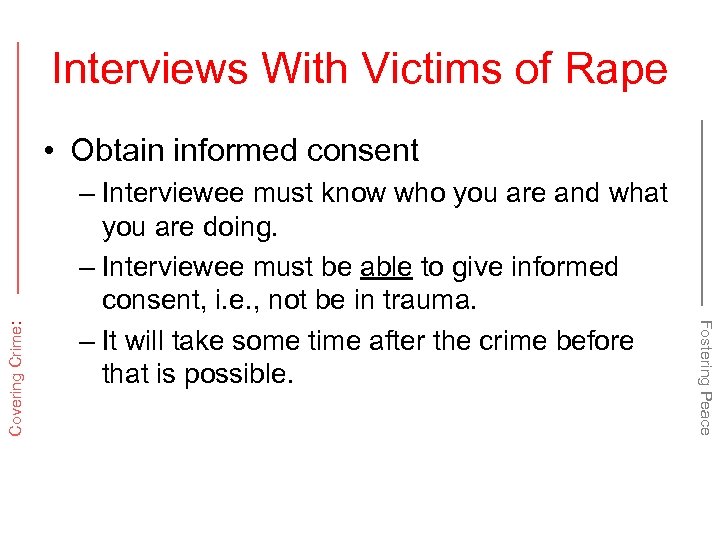Interviews With Victims of Rape – Interviewee must know who you are and what