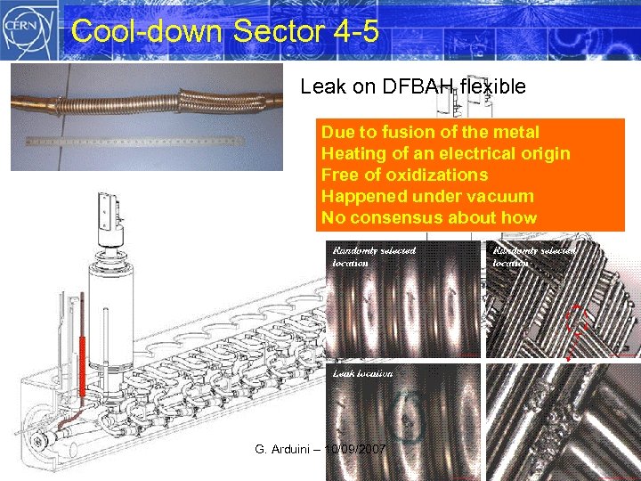 Cool-down Sector 4 -5 Leak on DFBAH flexible Due to fusion of the metal