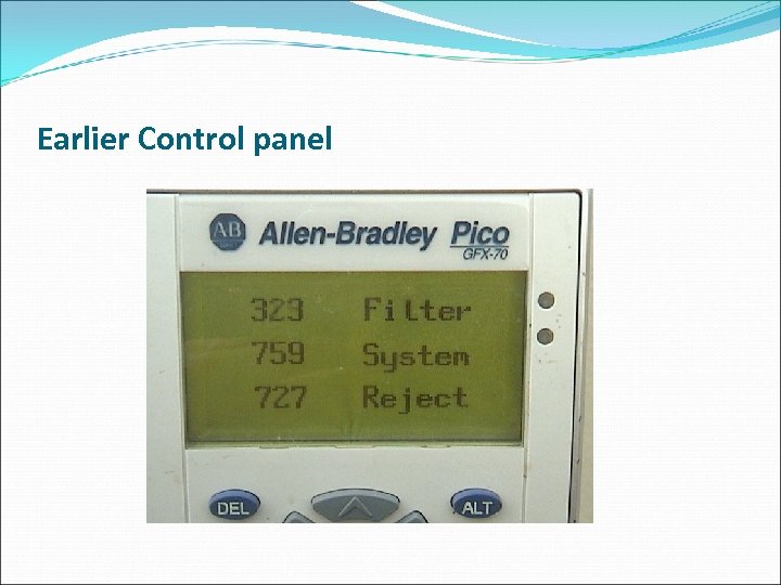 Earlier Control panel 