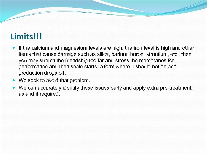 Limits!!! If the calcium and magnesium levels are high, the iron level is high