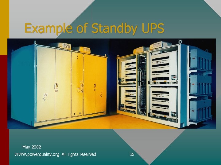 Example of Standby UPS May 2002 WWW. powerquality. org All rights reserved 36 