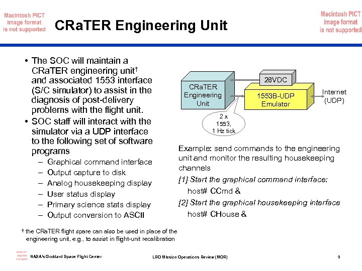 CRa. TER Engineering Unit • The SOC will maintain a CRa. TER engineering unit†