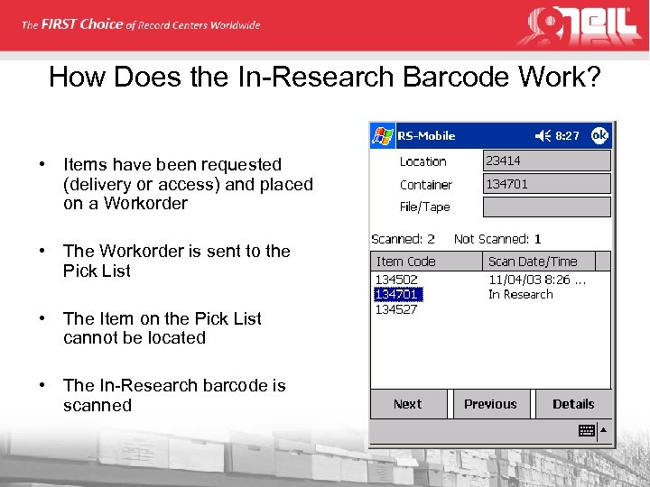 How Does the In-Research Barcode Work? • Items have been requested (delivery or access)