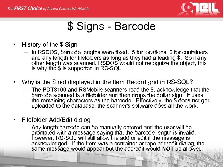 $ Signs - Barcode • History of the $ Sign – In RSDOS, barcode