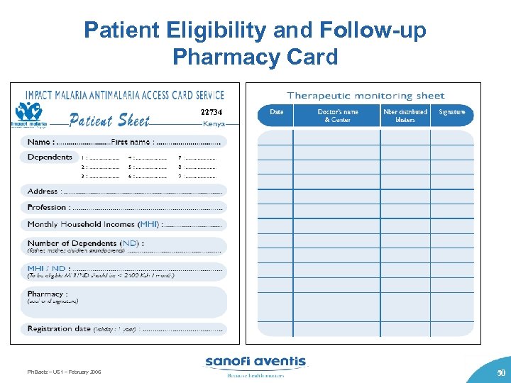 Patient Eligibility and Follow-up Pharmacy Card 22734 25 784 Ph Baetz – US 1