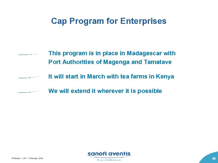 Cap Program for Enterprises This program is in place in Madagascar with Port Authorities