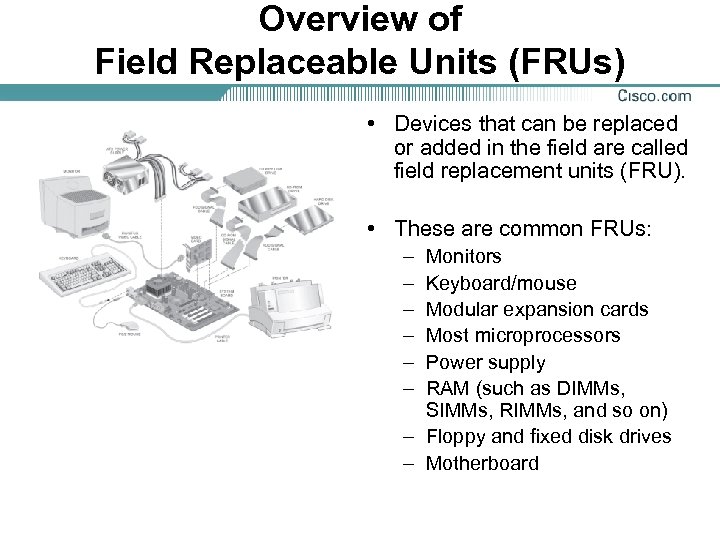 Overview of Field Replaceable Units (FRUs) • Devices that can be replaced or added