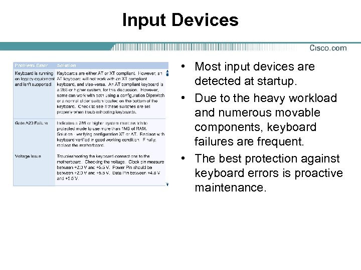 Input Devices • Most input devices are detected at startup. • Due to the