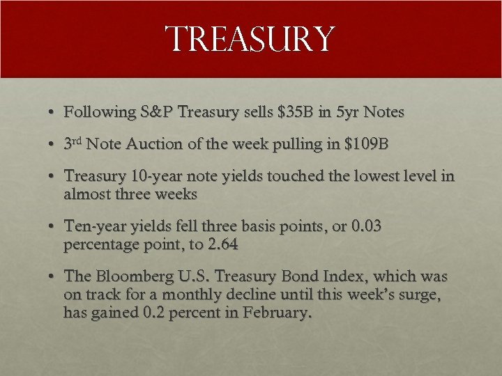 Treasury • Following S&P Treasury sells $35 B in 5 yr Notes • 3