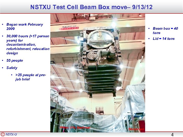 NSTXU Test Cell Beam Box move– 9/13/12 • Began work February 2009 • Beam