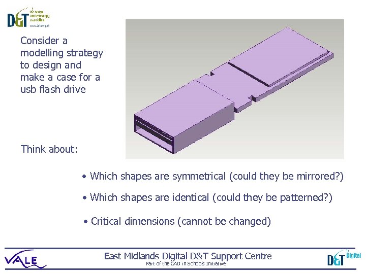 Consider a modelling strategy to design and make a case for a usb flash