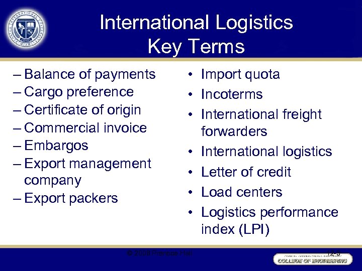 International Logistics Key Terms – Balance of payments – Cargo preference – Certificate of