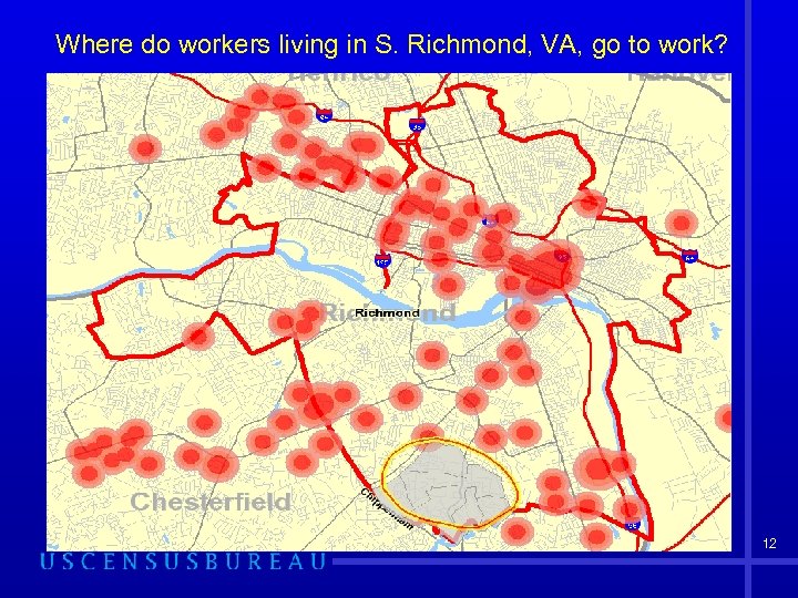 Where do workers living in S. Richmond, VA, go to work? 12 