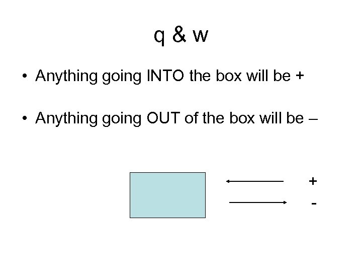 q&w • Anything going INTO the box will be + • Anything going OUT