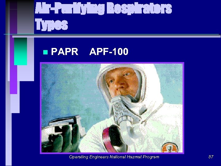 Air-Purifying Respirators Types n PAPR APF-100 Operating Engineers National Hazmat Program 87 