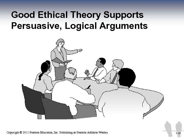 Good Ethical Theory Supports Persuasive, Logical Arguments 1 -13 Copyright © 2011 Pearson Education,