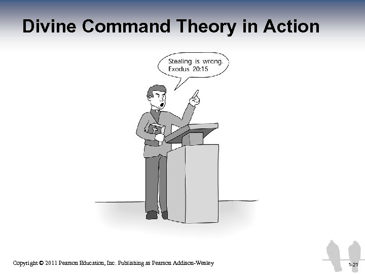 Divine Command Theory in Action 1 -21 Copyright © 2011 Pearson Education, Inc. Publishing