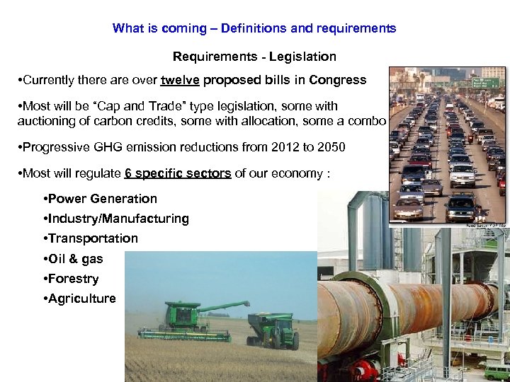 What is coming – Definitions and requirements Requirements - Legislation • Currently there are