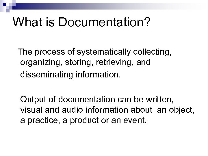 Concept of Knowledge Management and Process Documentation Types