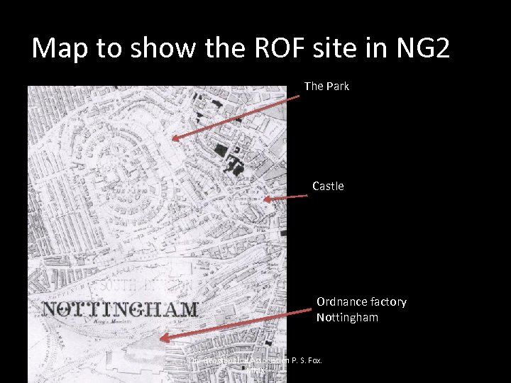 Map to show the ROF site in NG 2 The Park Castle Ordnance factory