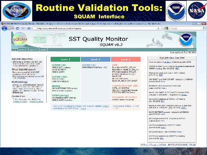 Routine Validation Tools: SQUAM Interface 11 