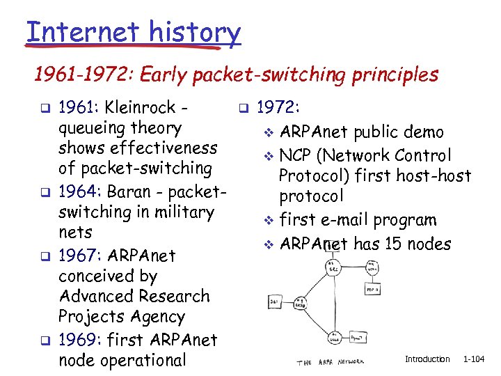 Internet history 1961 -1972: Early packet-switching principles q q 1961: Kleinrock queueing theory shows