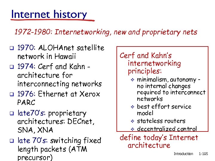 Internet history 1972 -1980: Internetworking, new and proprietary nets q q q 1970: ALOHAnet