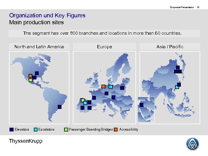 Corporate Presentation Organization und Key Figures Main production sites The segment has over 800