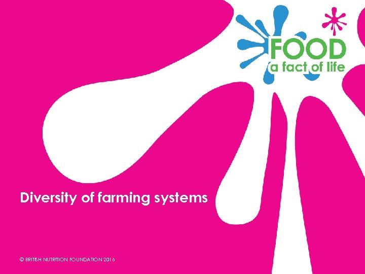 Diversity of farming systems © BRITISH NUTRITION FOUNDATION 2016 