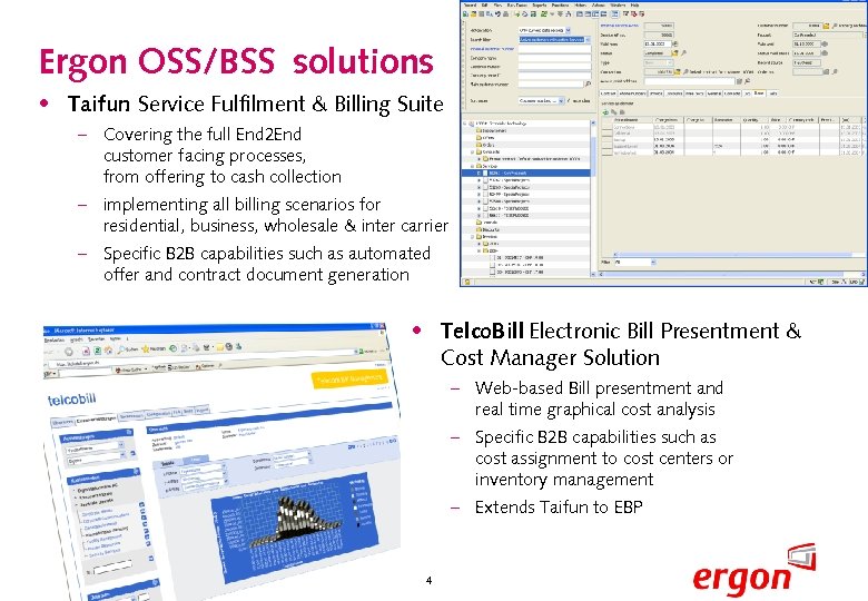 Ergon OSS/BSS solutions • Taifun Service Fulfilment & Billing Suite – Covering the full